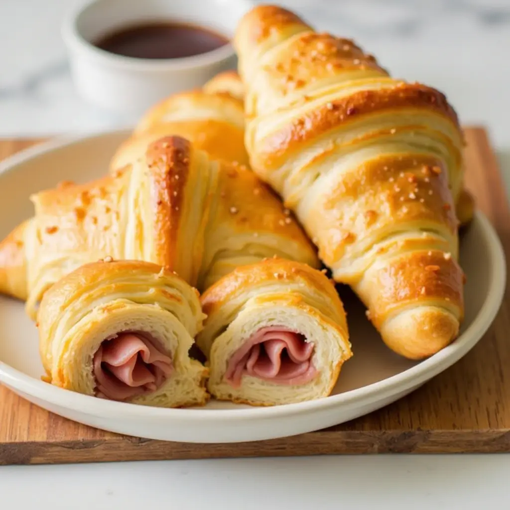 Homemade Baked Ham and Cheese Croissants