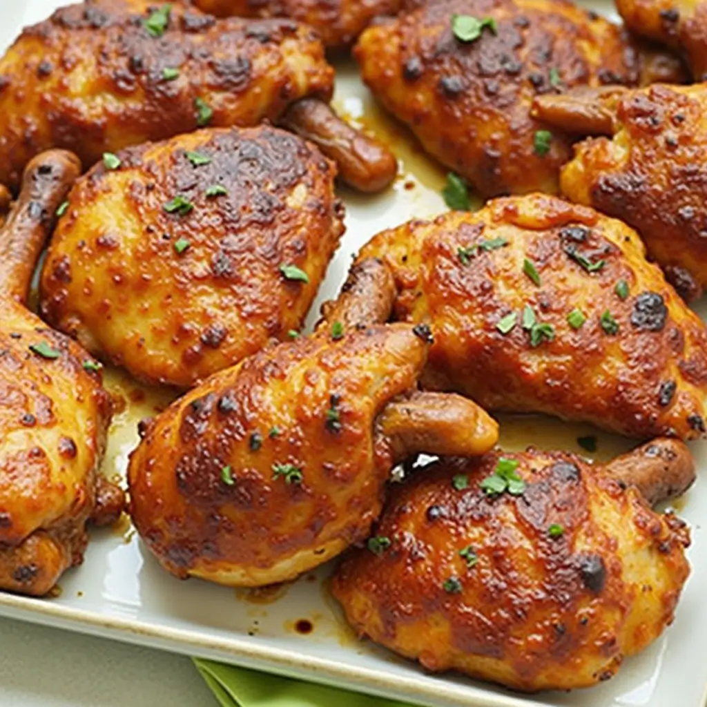 BBQ chicken marinade ingredients mixed in a bowl with fresh herbs and spices