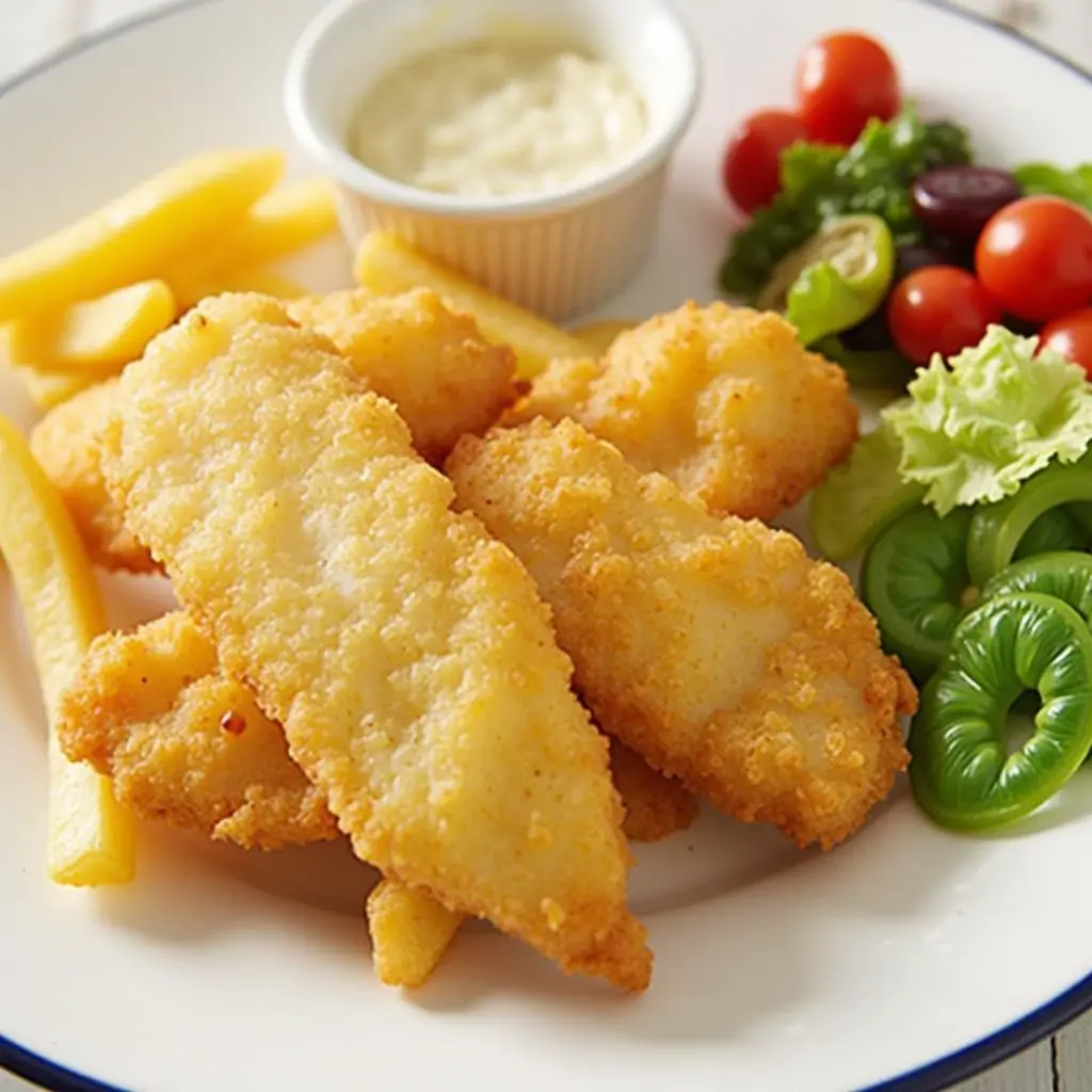 Homemade Fish and Chips Served with Crispy Batter and Golden Fries