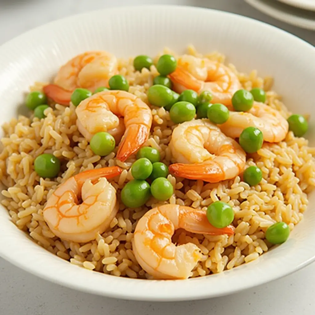 made Shrimp Fried Rice with Vegetables and Tender Shrimp