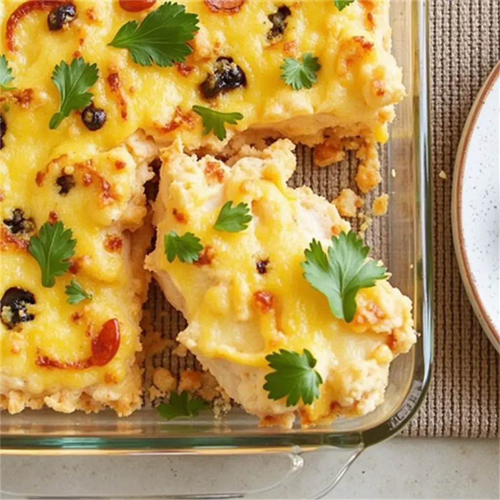 Sliced American Breakfast Casserole Served on a Plate