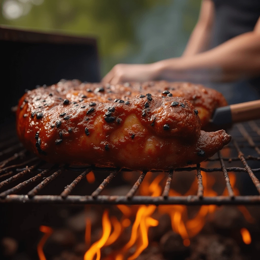 Beginner’s barbecue setup with grill, tongs, and fresh cuts of meat