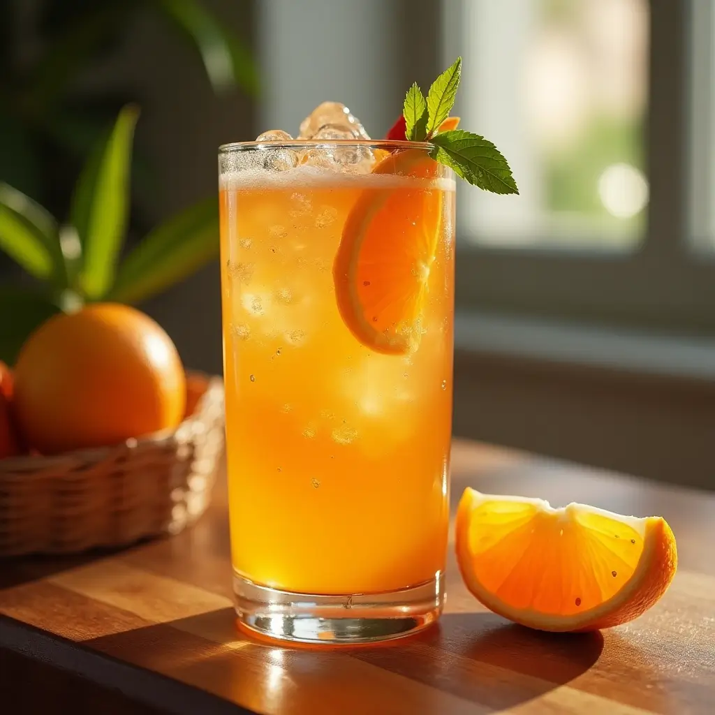 Bright and refreshing Hawaiian Mimosa cocktail with pineapple juice, sparkling wine, grenadine, and tropical fruit garnish.